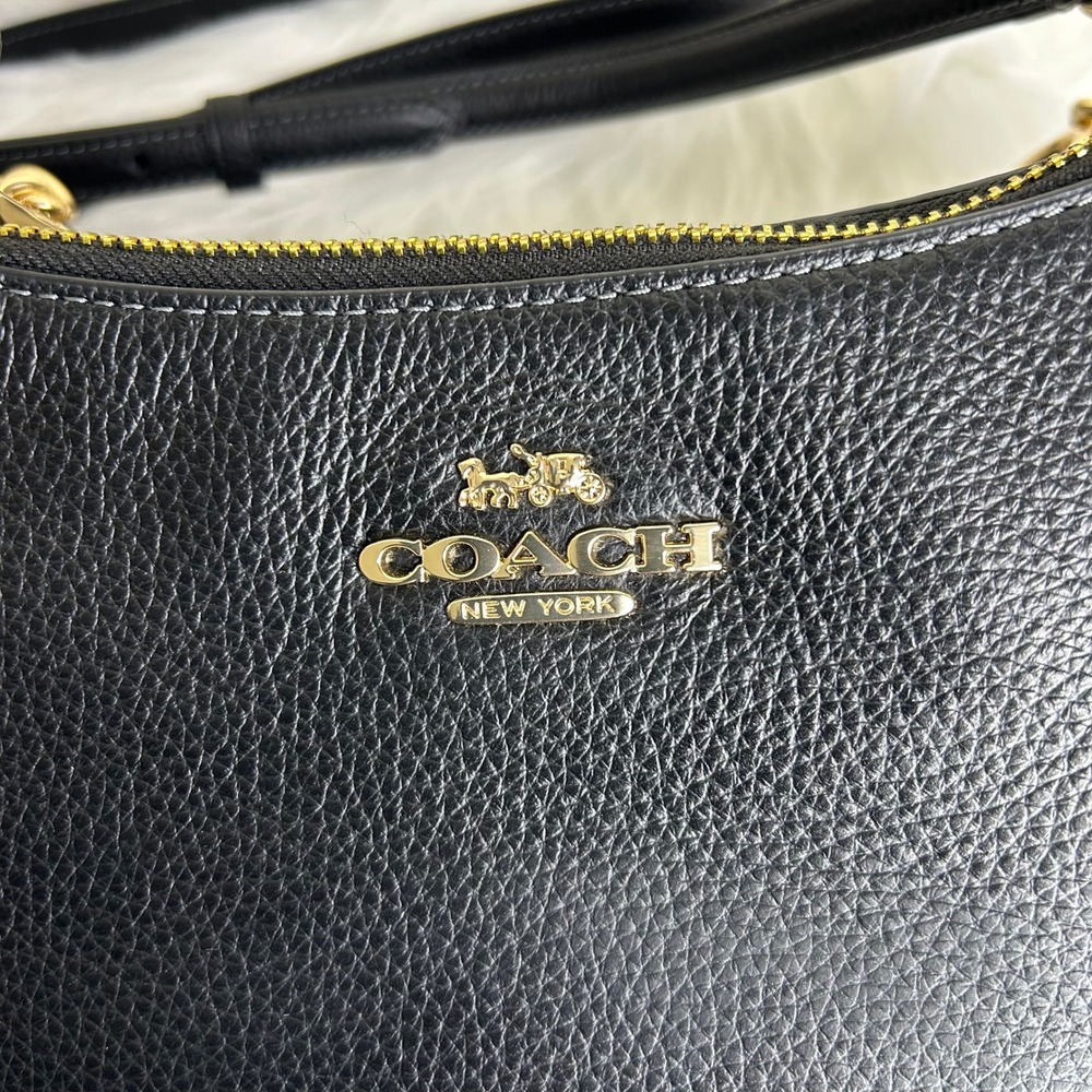 Coach Teri Black Pebbled Leather Shoulder Bag Excellent - Picture 7 of 12